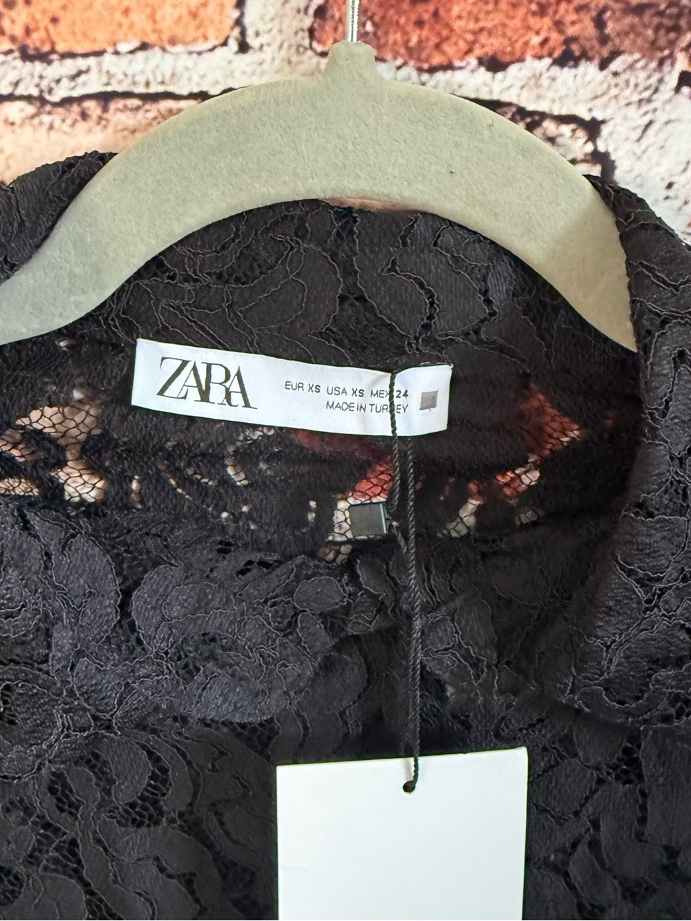 NWT Zara Women’s XS Black Floral Lace Collared Long Sleeve Sheer Blouse Top - Picture 5 of 7